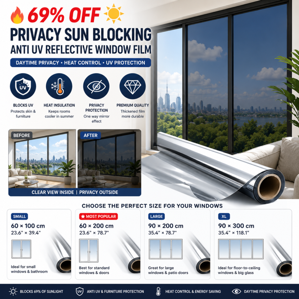 🔥69% OFF☀Privacy Sun Blocking Anti UV Reflective Window Film
